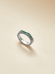Anillo Canoa Esmeralda plata ley 950 Talla 6