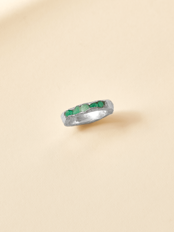 Anillo Canoa Esmeralda Plata Ley 950