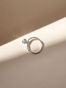 Anillo Solitario Esmeralda Plata Ley 950 talla 6