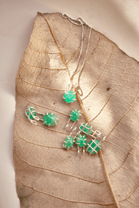 Collar Esmeralda Pulida Grande Plata Ley 950