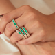 Anillo Canoa Esmeralda plata ley 950 Talla 6