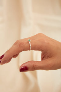 Anillo Solitario Esmeralda Plata Ley 950 talla 6