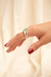 Anillo Solitario Esmeralda Plata Ley 950 talla 6