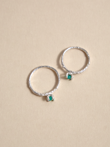 Anillo Solitario Esmeralda Plata Ley 950 talla 6