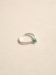 Anillo Solitario Esmeralda Plata Ley 950 talla 6