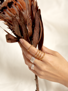 Anillo Doble Palo Pino Dorado Talla 8