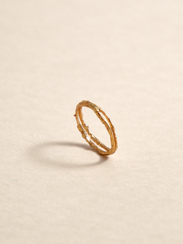 Anillo Doble Palo Pino Dorado Talla 5