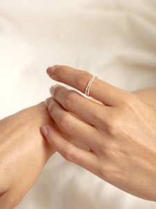 Anillo Doble Palo Pino Plata ley 950 Talla 7