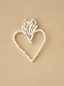 Aretes Corazón Rama Pino Baño Plata
