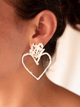 Aretes Corazón Rama Pino Baño Plata