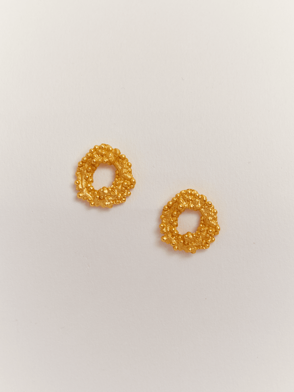 Aretes Circulo Helecho Dorado