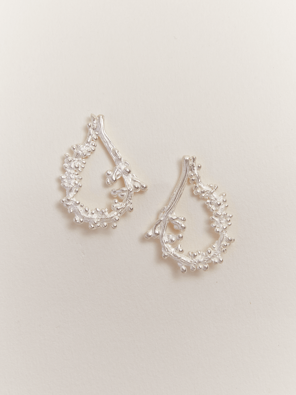 Aretes Helecho Gota Plata Ley 950