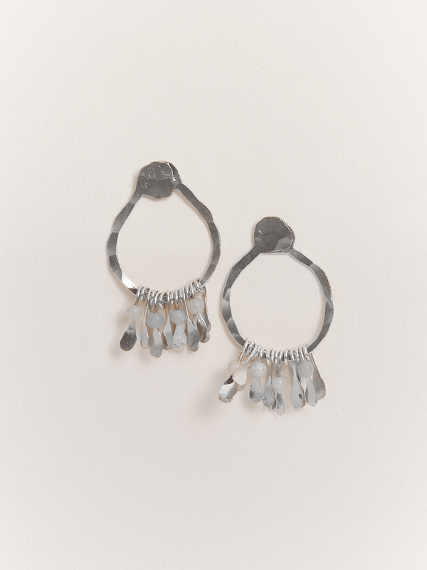 Aretes Midi Circulo Hojas Chiribiquete Plateado