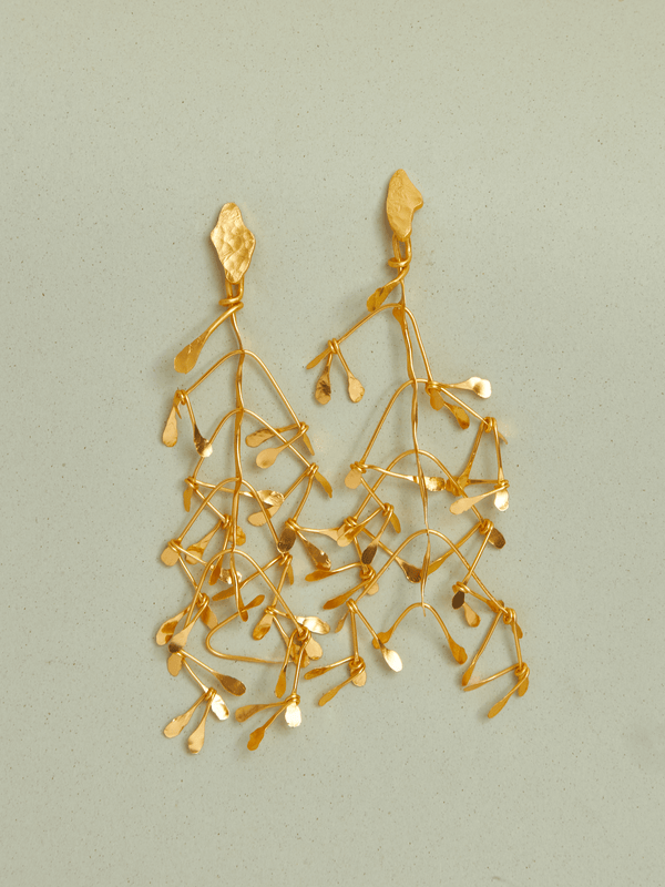 Aretes Maxi Hojas Chiribiquete Dorado