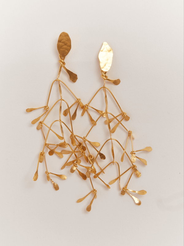 Aretes Midi Hojas Chiribiquete Dorado