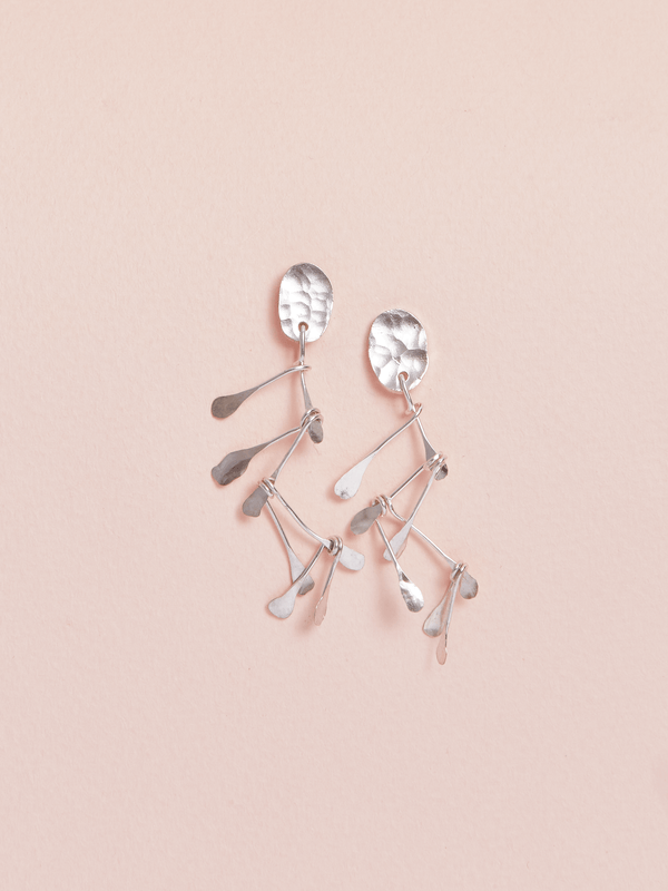 Aretes Mini Hoja Chiribiquete Plateado