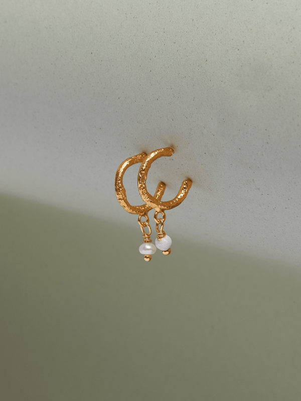 Aretes Candongas Palo Pino Mini Perla