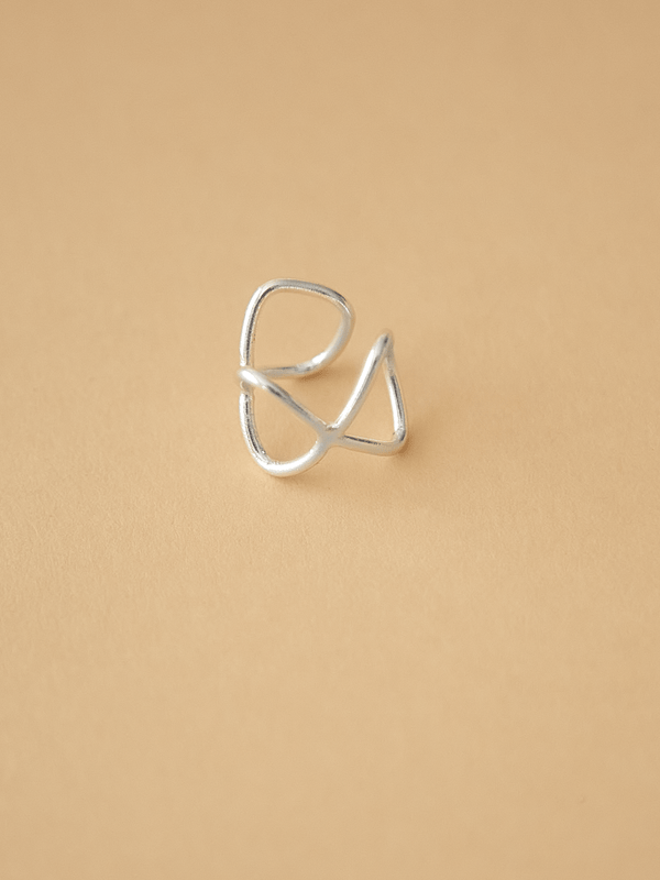 Aretes Earcuff Atarraya Pequeño Plateado