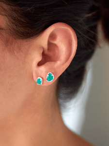 Aretes Vetas Esmeralda en bruto Plata ley 950