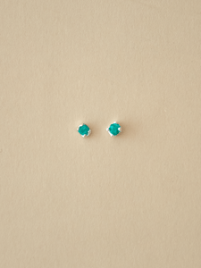 Aretes Vetas Mini Esmeralda en bruto Plata ley 950