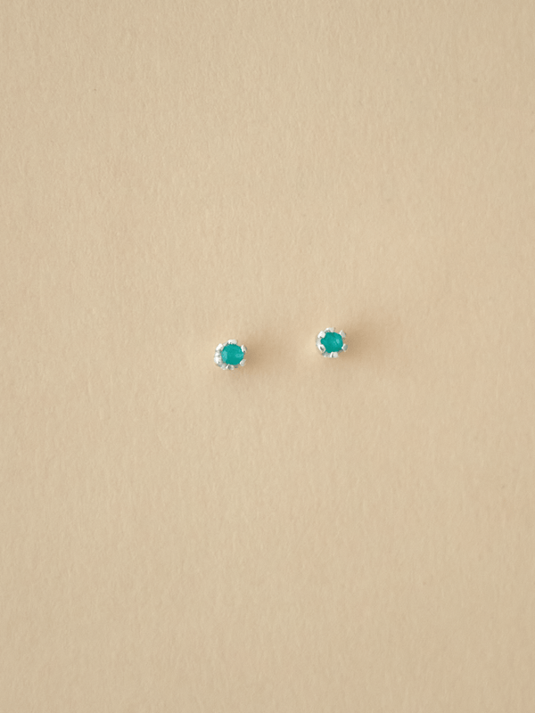 Aretes Mini Esmeralda Finas Pulidas - Plata ley 950