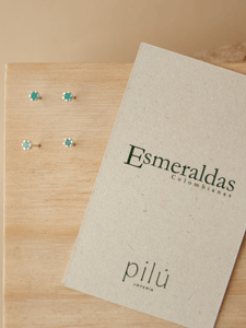 Aretes Esmeralda pulidas Mini - Plata ley 950