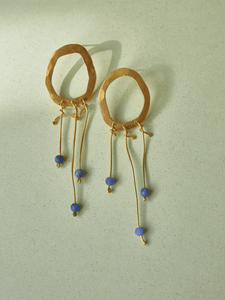 Aretes Maxi Ovalo Dorados Popurrí - Lapislázuli