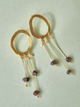 Aretes Maxi Ovalo Dorados Popurrí - Granate