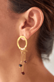 Aretes Maxi Ovalo Dorados Popurrí - Granate