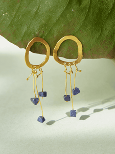 Aretes Maxi Ovalo Dorados Popurrí - Lluvia de plata