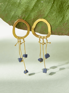 Aretes Maxi Ovalo Dorados Popurrí - Lluvia de plata