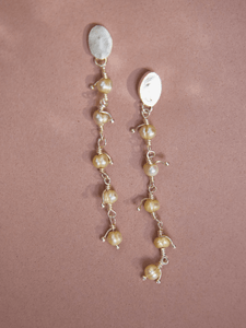 Aretes Largos Plata Ley 950 Popurrí Perla