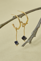 Aretes Candongas Péndulo Doradas Popurri Ónix Cubo