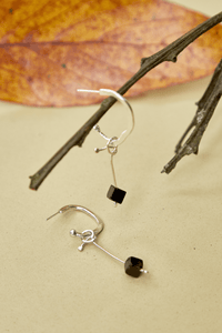 Aretes Candongas Péndulo Plata Ley 950 Popurri Ónix Cubo