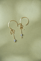 Aretes Gancho Doradas Popurri Agata Redonda Gris Blanco