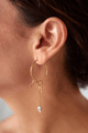 Aretes Gancho Doradas Popurri Agata Redonda Gris Blanco