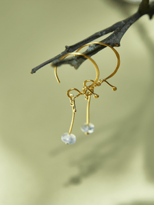 Aretes Gancho Doradas Popurrí Ágata Gris Dona