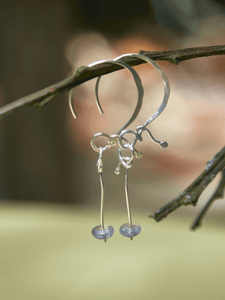Aretes Gancho Plata Ley 950 Popurri Agata Gris Dona