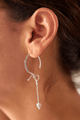 Aretes Gancho Plata ley 950 Popurri Agata Redonda Gris Blanco