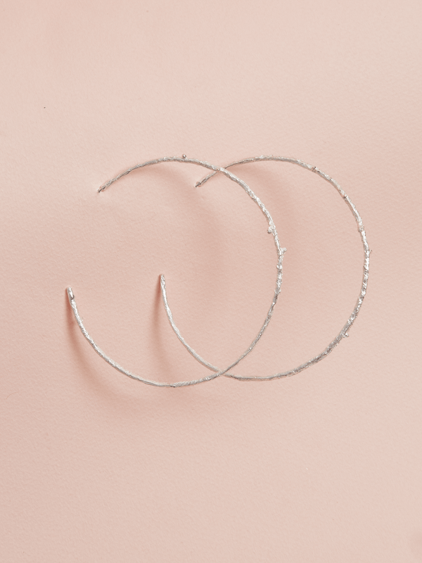 Aretes Candongas Palo Pino Grande Plata Ley