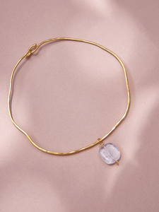 Chocker Dorado Popurrí Cuarzo Cristal Cuadrado