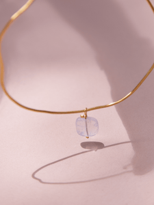 Chocker Dorado Popurrí Cuarzo Cristal Cuadrado