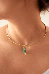 Chocker Dorado Popurri Ágata Verde Rectangular