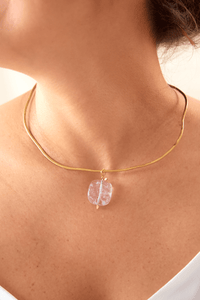 Chocker Dorado Popurrí Cuarzo Cristal Cuadrado