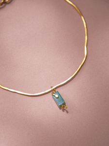 Chocker Dorado Popurri Ágata Verde Rectangular