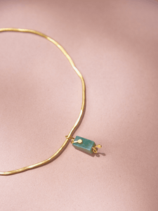 Chocker Dorado Popurri Ágata Verde Rectangular