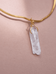 Chocker Dorado Popurri Cuarzo Cristal Largo