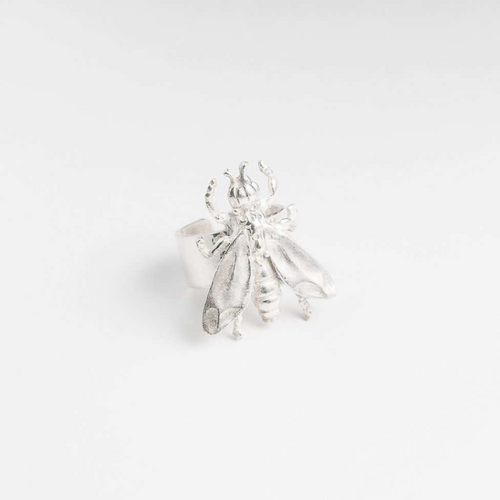 Large bee ring, sterling silver