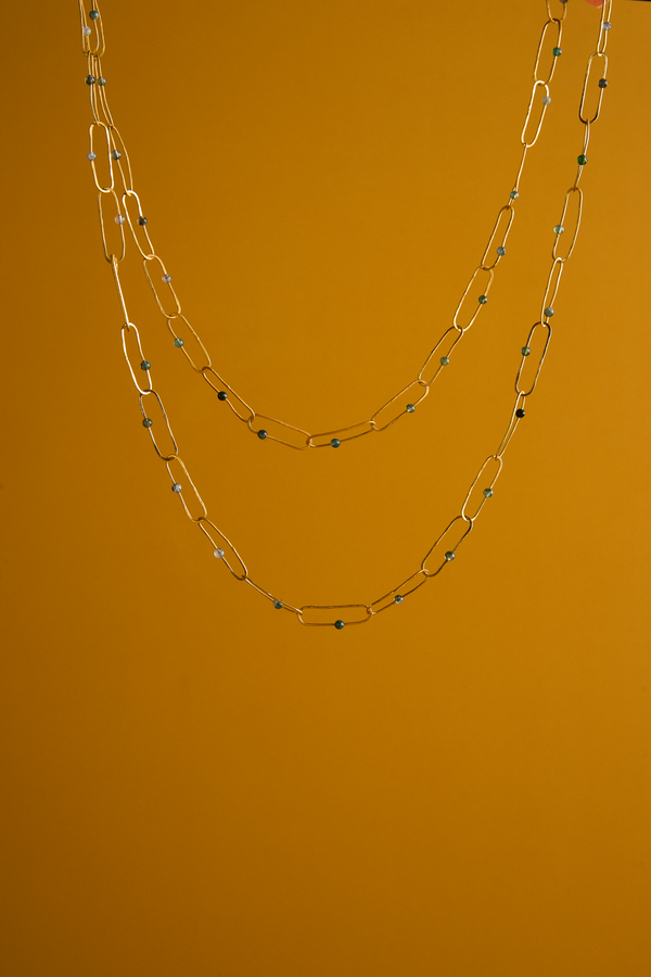 COLLAR ESLABONES AGATA MUSGO DORADO