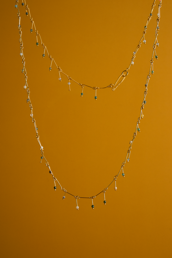 COLLAR PERDIGONES AGATA MUSGO DORADO